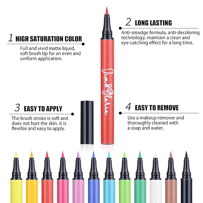 Jim&Gloria Water Resistant Face Paint Tattoo Pen, Temporary Tattoo Markers for Skin, Body Painting Kit, Teen Girl Gifts Trendy Stuff, Halloween Makeup, Toys Crafts Gifts for Kids Teenage Adults