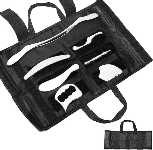 Gua Sha Scraping Massage Tools Set, Stainless Steel Guasha Tools, Muscle Scraper for Soft Tissue Therapy (7 Pcs)