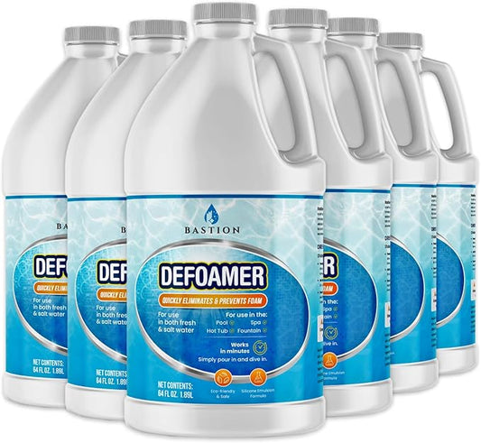 Hot Tub Defoamer - Pool, Fountain, & Spa - Antifoam Concentrate - Silicone Emulsion - Quickly Removes & Prevents Foam in Water - Eco Friendly & Safe Formula - Case of 6 X 1/2 Gallon (384oz)