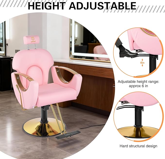 Barber Chair Salon Chair 360 Degrees Rolling Swivel Barber Chairs Hydraulic Hair Chair Capacity Up to 330 Lbs All Purpose Beauty Spa Equipment