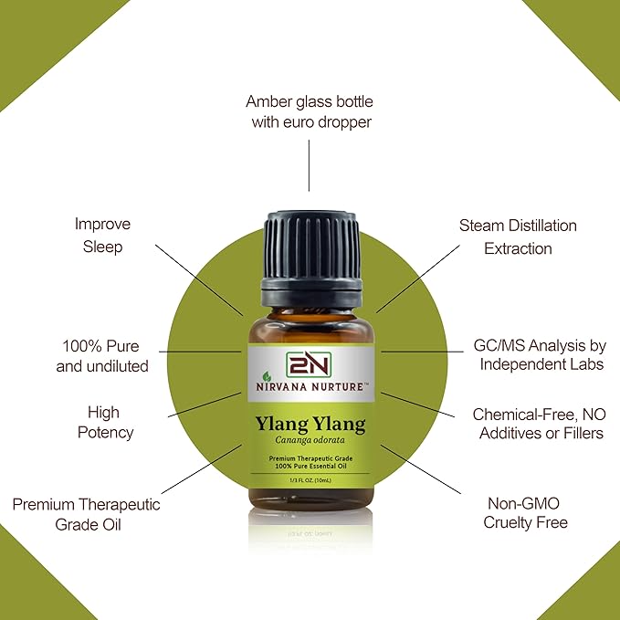 Ylang Ylang Essential Oil 100% Pure Premium Therapeutic Grade, Undiluted - Aromatherapy Diffuser for Calm and Relaxation, Skin Care, Hair Care