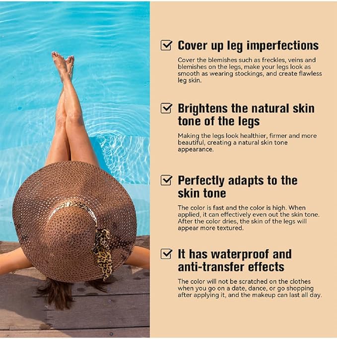Leg Makeup Waterproof No Transfer, Flawless Looking Leg and Body Tattoos and Scar Cover up Makeup Concealer for All Skin.(3# Bronze)