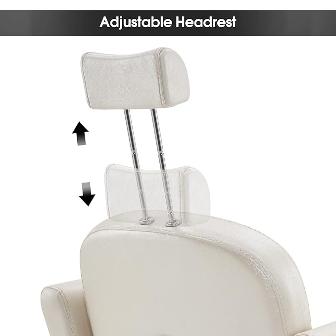 BarberPub Classic Recliner Leathern Barber Chair Antique Heavy Duty Hair Spa Salon Styling Beauty Equipment 3125(Champagne)