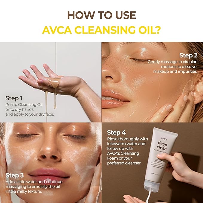 AVCA Blackhead Remover Cleansing Oil 10.14 fl.oz.(300ml) - Makeup & Blackhead Remover, PHA Gentle Exfoliator, Lightweight Pore Cleanser, Korean Skincare for Normal & Oily Skin