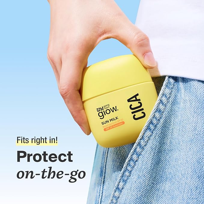 CICA SUN MILK, Moisturizer with SPF 50, Invisible Broad Spectrum Sunscreen for Face, No White Cast, Sun Protection with Cica and Niacinamide, Glow Natural Korean Sunscreen 1.69 fl.oz