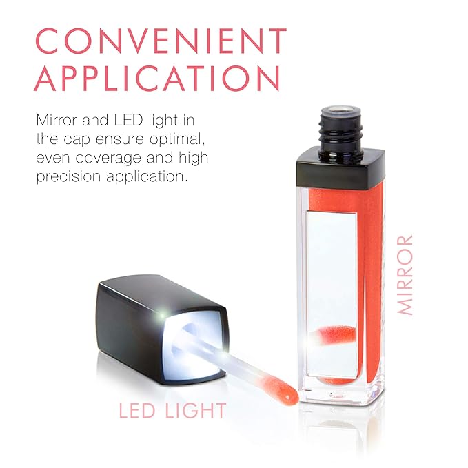 Beauty For Real Lip Gloss + Shine, Orange Rush - Bright Coral Orange - Non-Sticky Plumping & Hydrating Gloss - Light & Mirror In Cap - Contains Marine Collagen - 0.15 fl oz