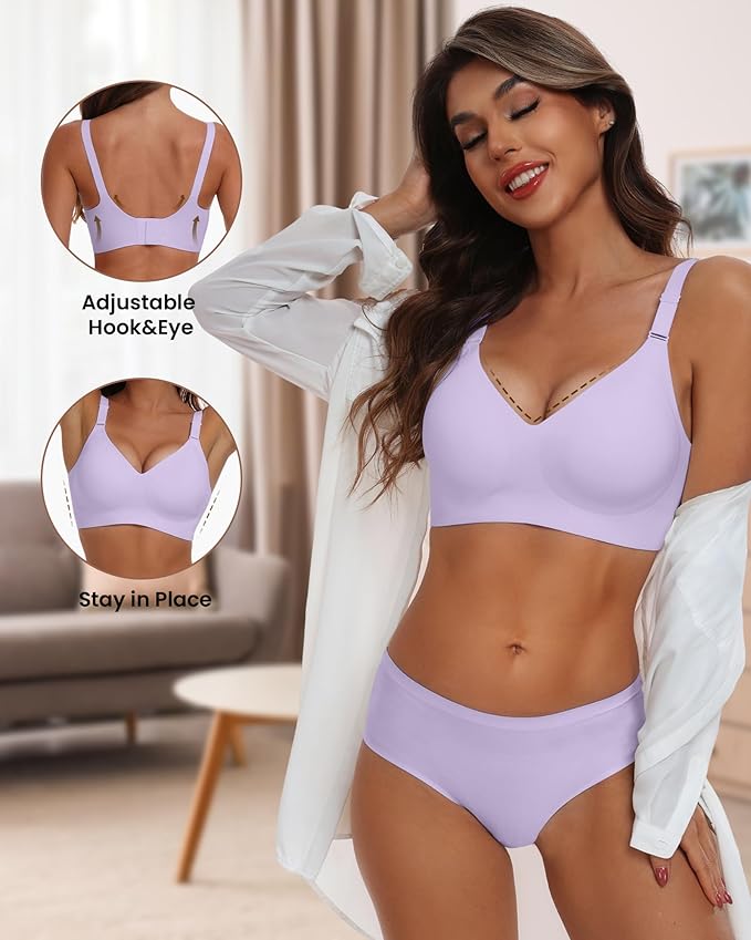 HORISUN Comfortable Seamless Full Coverage Bra for Women Wireless Bras with Soft Support Regular and Plus Size