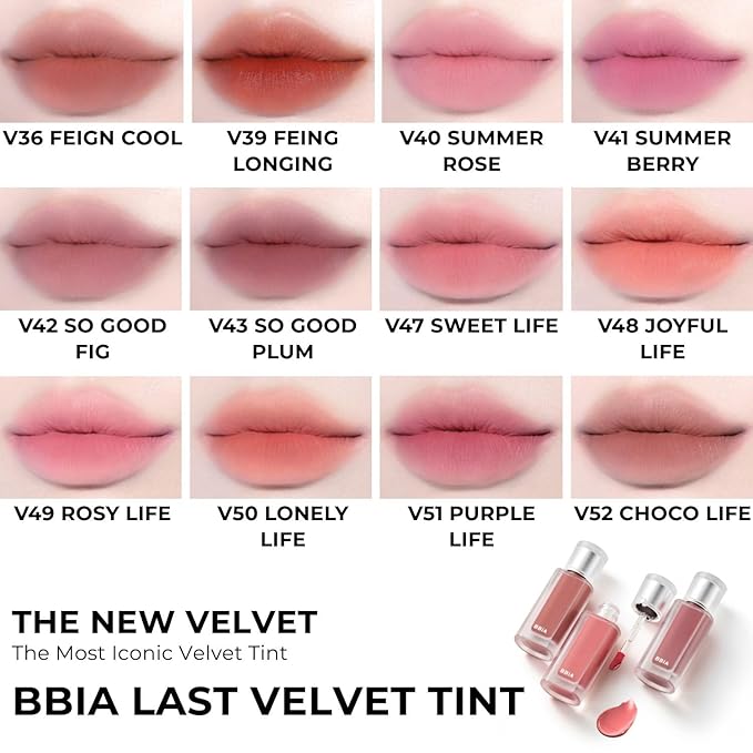 BBIA Last Velvet Tint NEW - Soft Creamy Matte Finish Lip Stain, Blur Effect & Velvety Texture, Long-Lasting, High Pigment, Non-Drying, Vegan, Korean Lip Makeup (V01 EXTRA PURE, Pack of 1)