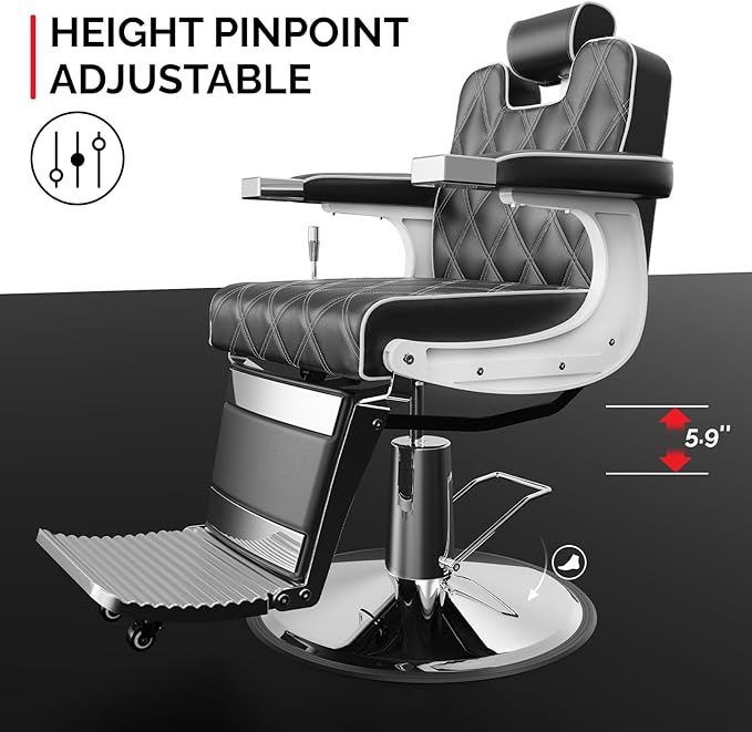 OmySalon Vintage Barber Chair All Purpose Wide Seat, 360° Swivel,Reclining Salon Chair Heavy Duty for Barbershop Beauty Spa Shampoo