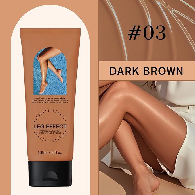 Leg Makeup Waterproof with Brush, No Transfer Body Makeup for Legs Full Coverage Waterproof Concealer, Scar & Tattoo Cover Up for All Skin Tones, Long Lasting Makeup (#03)