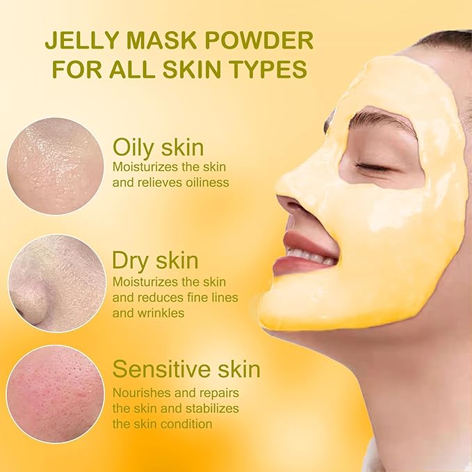 Jelly Mask for Facials Professional Natural Gel Face Masks, Hyaluronic acid Hydrating Rubber Mask Jar Face Mask SkinCare 23 Fl Oz (24K Gold)