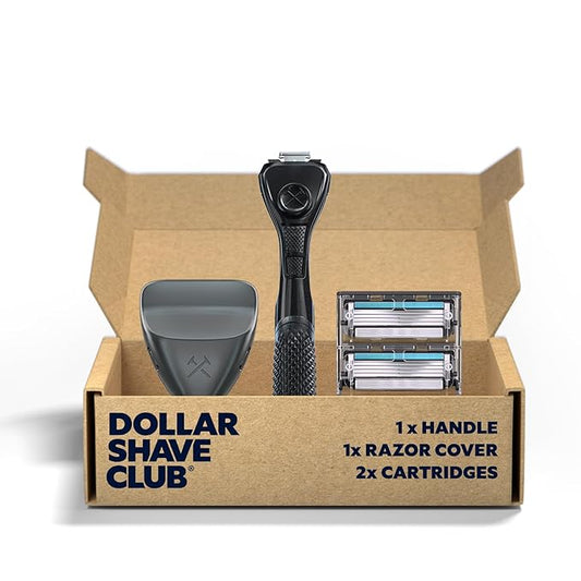 Dollar Shave Club | The Guest Pass Shave Set | 2 Swift Rinse Refill Cartridges, 1 Handle (Black), 1 Razor Cover