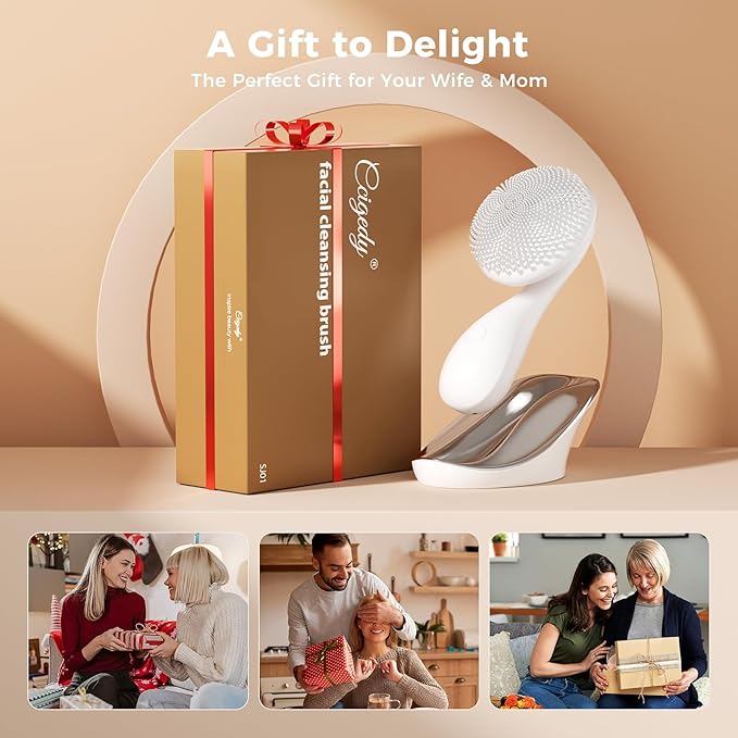 2 in 1 Facial Cleansing Brush, Rotating Magnetic Beads & Massage Cleaning Electric Face Scrubber, Waterproof and Rechargeable Exfoliating Face Scrubber Brush