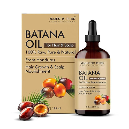 Majestic Pure Batana Oil for Hair & Scalp Nourishment, Strengthening, Nourishing, Voluminizing - Non GMO Verified, 4 Fl Oz