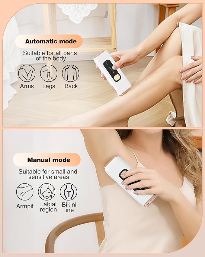 IPL Laser Hair Removal Device for Women Men at Home, Upgraded to 999,900 Flashes Permanent for Facial Legs Arms Bikini Line Whole Body Treatment (White Gold)