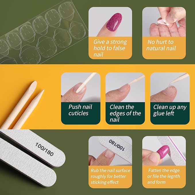 FANDAMEI Press on Nails, 24 Colors 576PCS Press on Nails Oval, Cat Eye Press on Nails Short, Glitter Fake Nails, Press on Nails French Tip Natural Glossy Nails for Nail Art