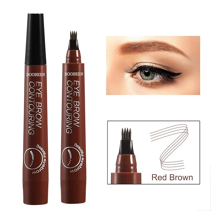 Boobeen Waterproof Eyebrow Pen - Microblading Eyebrow Pencil with a Micro-Fork Tip Applicator - Creates Natural Looking Brows Makeup Effortlessly