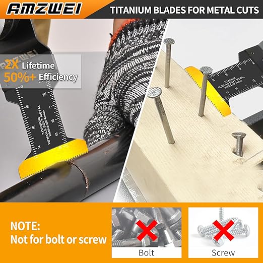 100PCS Titanium Oscillating Tool Blades, Professional Curved Edge Saw Blades Metal Wood Plastic Cuts 4 Types Quick Release Multi Tool Blades Compatible with Dewalt Milwaukee Ryobi Rockwell