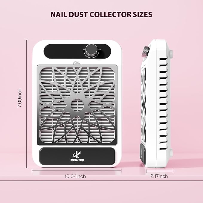 Nail Dust Collector for Nail Techs,Compact & Quiet Vacuum Fan Dust Collector with Reusable Filter, Powerful Dust Suction Machine,Nail Tech Must Haves for Gel Polish,Pedicures,Salon & Home Use