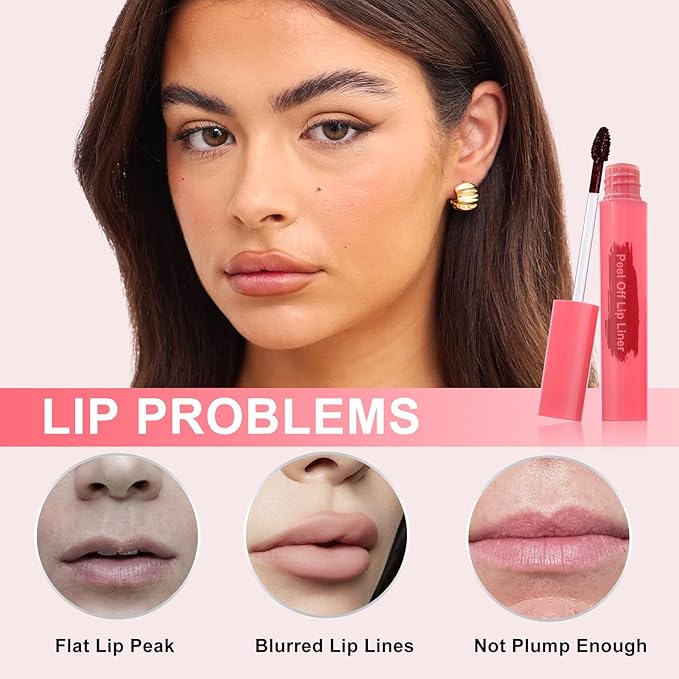 Lip Liner - Lip Stain Peel Off Moisturizing Long-Lasting & Waterproof Transfer Proof & Plumping, Non-Stick Cup Lip Liner Stain Tint For All Skin Types (Coral Red, 1 PCS)
