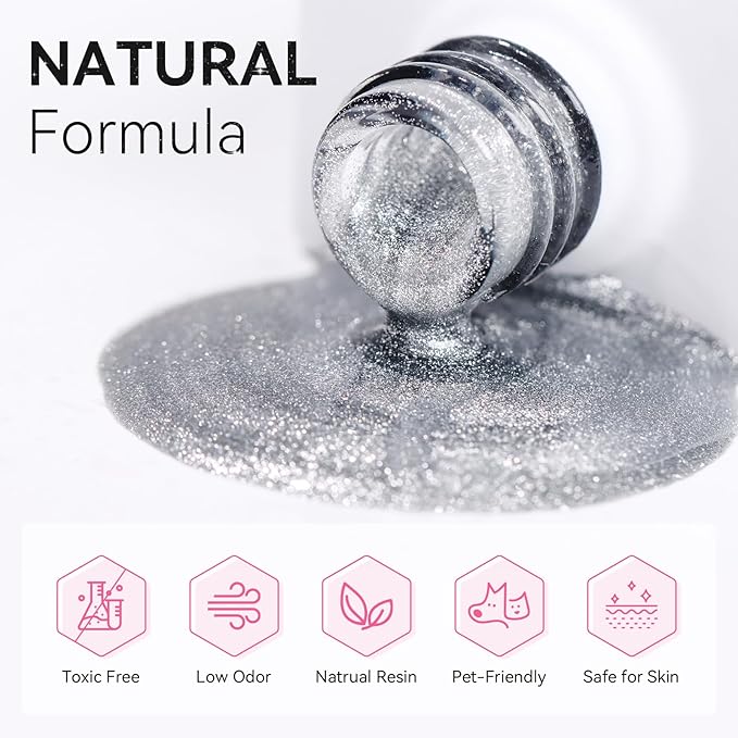 Makartt Universal Silver Cat Eye Gel Polish: Sparkle Glitter Nail Polish Holographic Magnetic Gel with Magnet DIY at Home for Beginner Easy to Use Nail Art Design Manicure 10ml