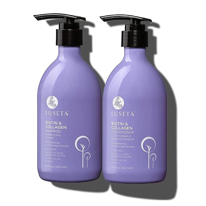 Luseta Biotin Shampoo and Conditioner for Hair - Thickening Shampoo for Thinning Hair - Infused with Argan Oil to Repair Damaged Dry Hair - Sulfate Free Paraben Free-2 x 16.9 fl oz