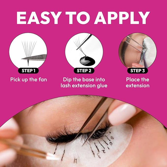 Eyesy Lash 500 Promade Fans - Volume Premade Lash Fans for Eyelash Extensions Pointy Base Handmade Loose Pre Made Eyelashes Middle Stem Soft and Lightweight (6D 0.07 C 10mm)