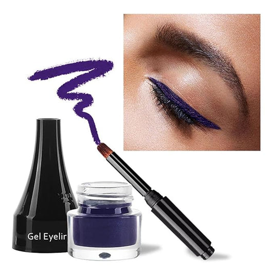 MAEPEOR Gel Eyeliner 10 Colors Smooth Cream Matte Eyeliner Gel Longlasting Waterproof and Smudgeproof High Pigment Eyeliner with Brush (08 Blue)