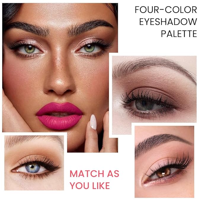 4 Colors Eyeshadow Makeup Palette,Nude Champagne Gold Light Dark Brown Highly Pigmented Natural Neutral Eye Shadow Palette with Mirror,Long Lasting Naturing-Looking,Waterproof,Blendable