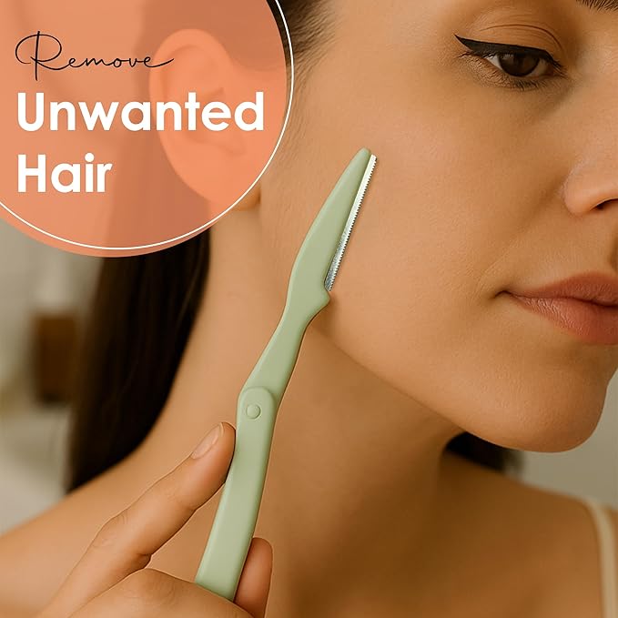 Eyebrow Razor - Premium Facial Hair Remover for Women, Smooth Dermaplaning Tool, Gentle & Safe, Stainless Steel, Compact Design for Travel & Daily Use (3-Pack)