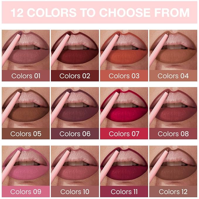 Silky Smooth Retractable Matte Lip Liner Pencil, Dust Red Lip Liner Long-Lasting Creamy Formula for Shaping & Sculpting Lips, Matte Velvet Pigmented Lip Liner Crayon Lipstick 01#