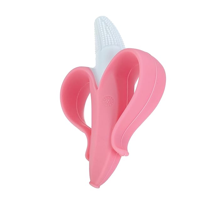 Nuby NanaNubs Banana Massaging Toothbrush - Baby Teething Toy - 3+ Months - Pink
