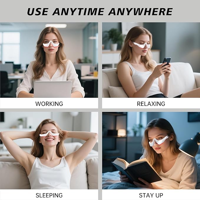 Under Eye Red Light Glasses,Beauty Device,Red Light Eye Mask for Eye Bags
