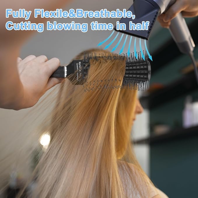 BESTOOL Round Brush,Volumizing Round Hair Brushes for Women flexile Hair Brush for Blow out Detangling Curling Styling Less Pain & Breakage