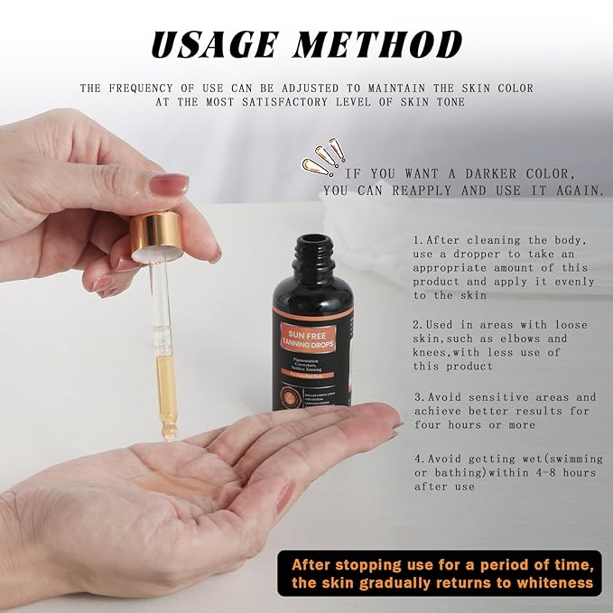 Sun Free-Self Tanning Drops-Plant extraction formula-Sunless Self-Tanner for a Natural-Gentle and non irritating-DIY Skin Color