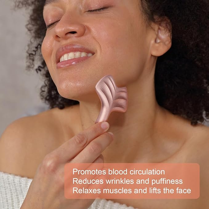 Stainless Steel Gua Sha & Face Rollers - Metal Roller for Eyes & Neck, Anti-Aging Facial Massage Tools, Gua Sha Facial Tool Kit (Leaf Shape)