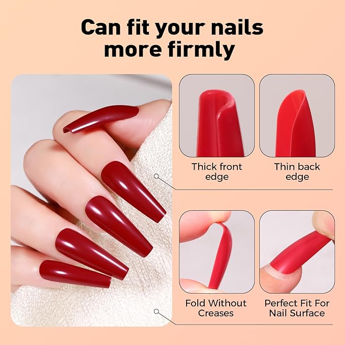 Press on Nails, 24 Colors 576PCS Long Square False Nails with 12 Sizes, Full Cover Press on Nails for Women, Lightweight Matte Natural Fake Nails for Nail Art Design