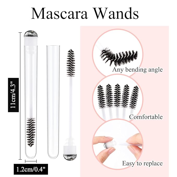 50pcs Eyelash brush Lash Wand Makeup tool Eyelash Extension supplies Cleaning brush Diamond Mascara foil black