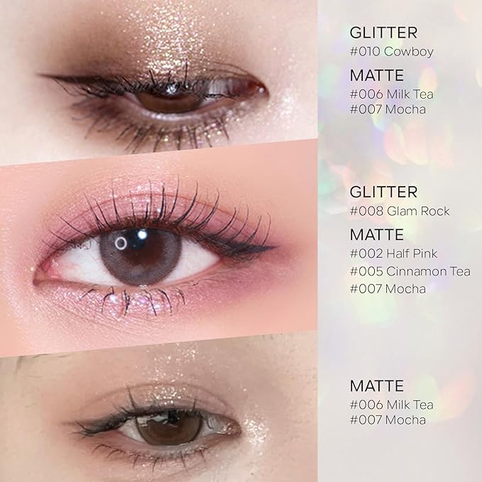 KYDA Single Glitter Eyeshadow, Champagne Pearl Glow Eyeshadow, Ultra-fine Lightweight Powder, Blendable Formula, Daily Glossy Eyes Makeup, Cowboy