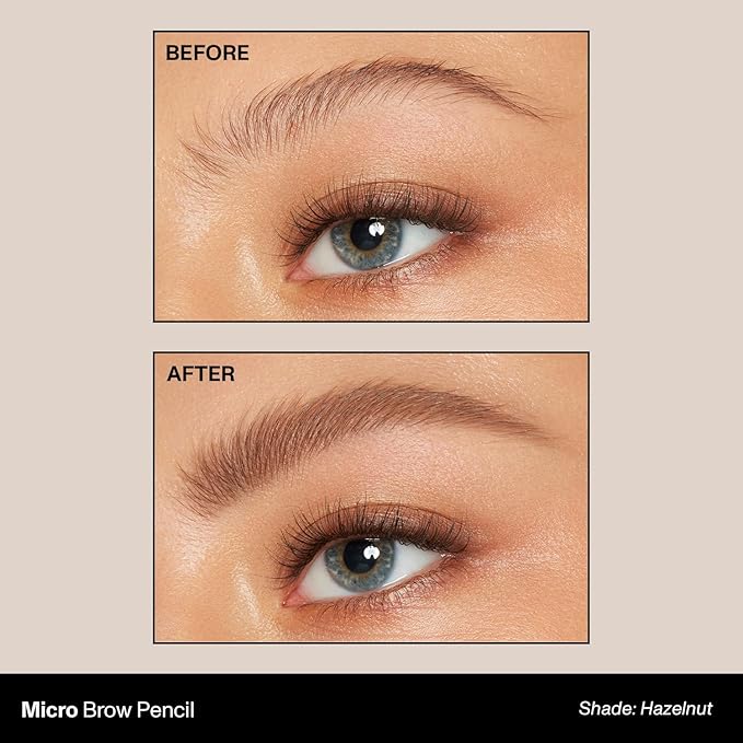 Morphe Micro Dual Eyebrow Pencil - Dual-Ended Brow Pencil Featuring a Retractable, Ultra-Precise, Pointed Tip - Richly Pigmented, Smooth-Gliding, Long-Lasting Wax Formula - Hazelnut (0.003 oz)