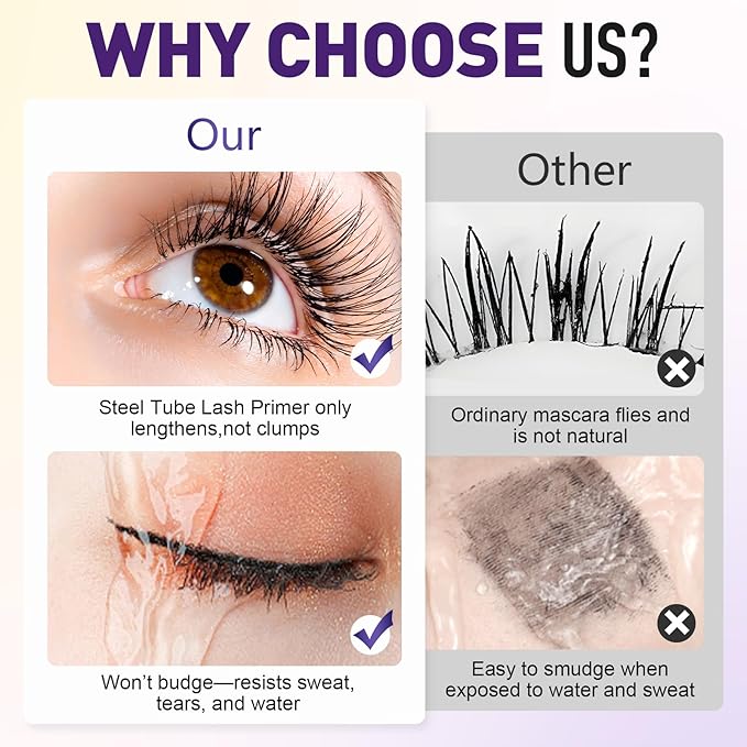 Iron Wand Mascara, 2025 New Metal Mascara Wand, 3D Washable Metal Mascaras, Waterproof & Smudge-Proof Long-Lasting Curling Eyelash Iron Mascaras with No Flaking (Black+Brown)