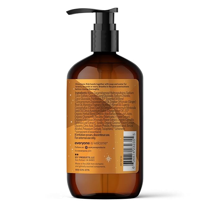 Everyone Liquid Hand Soap, 12.75 Ounce (Pack of 3), Sweet Cinnamon + Vanilla, limited edition, made with Essential Oils for kitchen and bathroom