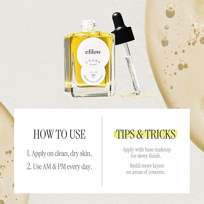 Chaga Mushroom Biome Smoothing Ampoule | Skin-Nourishing Face Serum for Glowing Skin |Skin-Repairing Korean Serum for Smoother Skin Texture| Strengthening Night Repair Serum (1.69 Fl Oz)