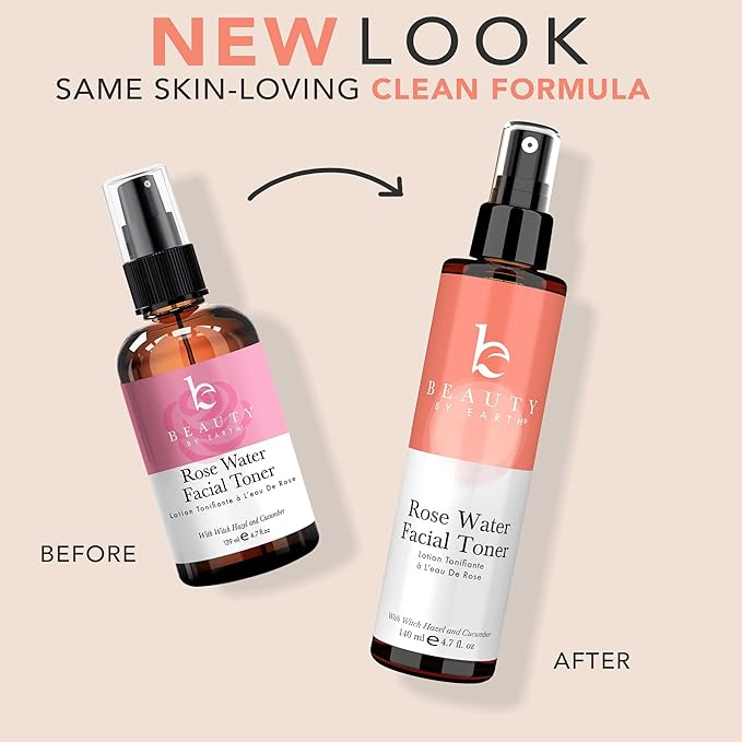 Rose Water Spray for Face - USA Made with Hydrating Natural & Organic Ingredients for Glowing Skin, Alcohol-Free Rosewater Toner Mist with Witch Hazel & Glycerin for Dry and Sensitive Skin