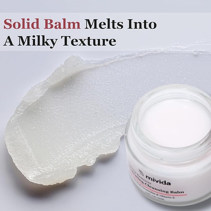 Makeup Remover, makeup melting Cleansing Balm, Waterproof Makeup Remover with Ceramides, Vit E & Hyaluronic-Acid, Hydrating and Gentle Cleanser for Norished Skin, Big Size 3.5 fl oz