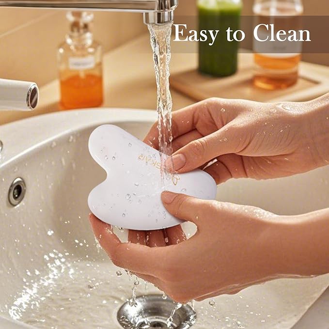 BESKAR Gua Sha Facial Tools, Natural Jade Stone Guasha Massager for Jawline Sculpting, Tighten Face Skin and Reduce Wrinkles, Face Eyes Body Neck Massage Tool, Skin Care Gift