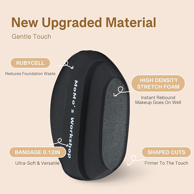 TATAMI Black Makeup Puff Set (Flat + Egg Shape) Rubycell,Cushion Puff, Quick Flawless Foundation Application for Hydrating Liquid Makeup,2pcs Foundation Sponge with Case