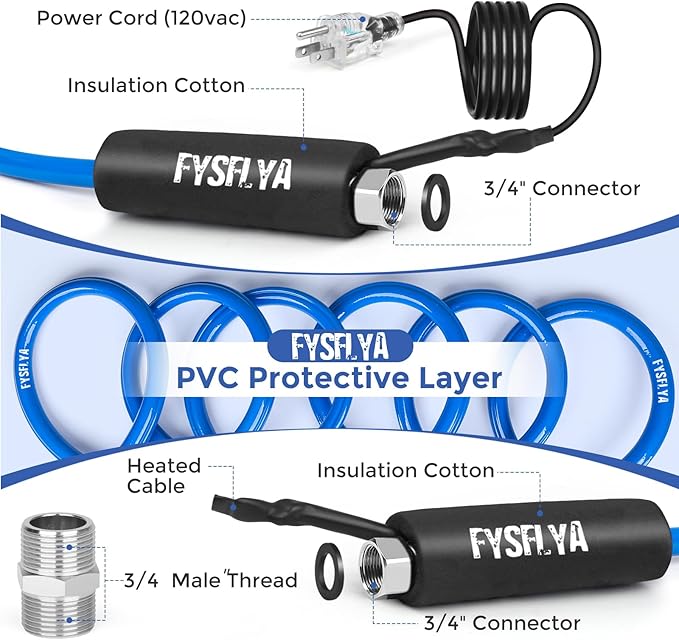 100FT Heated Water Hose for RV, Heated Drinking Water Hose, Low Temperature Resistant to -40°F, RV Accessories for Camper, Outdoor, Garden, Livestock & Agriculture(100FT)