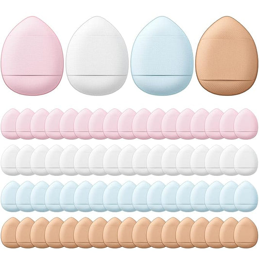 Gerrii 72 Pcs Finger Powder Puff Mini Makeup Sponge Soft Beauty Makeup Blender Puff for Foundation, Face Powder, Under Eye Setting, Concealer, Repair Cream, Cosmetic Tool (Pink, Beige, Blue, White)