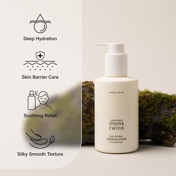 CREAM & LOTION – Organic Korean 2‑in‑1 Baby Face & Body Lotion, Gentle Deep Moisturizer with Vitamin C for Sensitive Skin, Soothing Hydration (7.41 fl oz / 210 g)